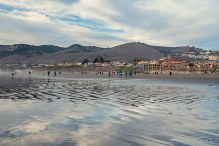 Pismo Beach, California,USA - January 1, 2021 Beautiful evening on the beach, Pismo Beach, Californiaのeditorial素材