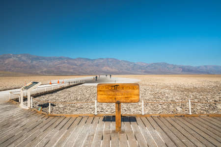 Death Valley, California, USA - April 15, 2021  Badwater Basin, an endorheic basin in Death Valley National Park,  the lowest point in North America and the United Statesのeditorial素材