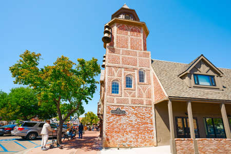 Solvang, California, USA - May 29, 2021.   Solvang, street view and city life. City in Southern California`s Santa Ynez Valley. The City Has Known for its Traditional Danish Style Architectureのeditorial素材
