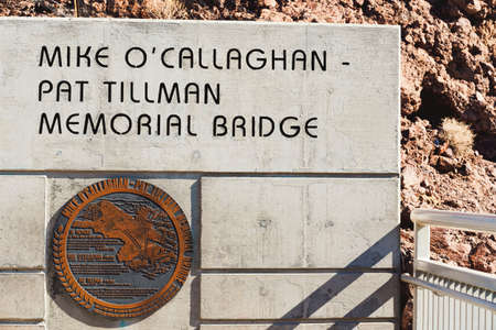Hoover Dam, Nevada-Arizona, USA - October 2, 2021  The Mike O'Callagham- Pat Tillman Memorial Bridge, the word's biggest arch bridge. Hoover Dam bridge connects Arizona and Nevadaのeditorial素材