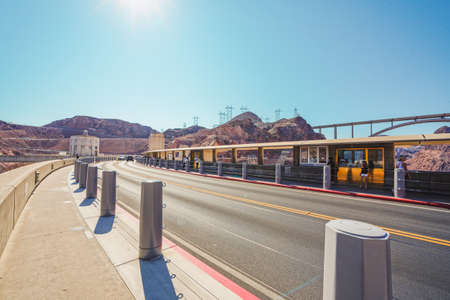 Hoover Dam, Nevada-Arizona, USA - October 2, 2021  Hoover Dam bypass bridge is open to traffic, and...