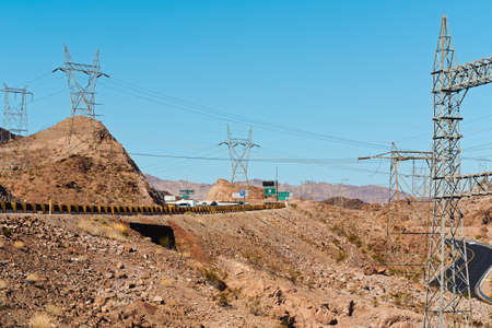 Hoover Dam, Nevada-Arizona, USA - October 2, 2021 Black Canyon freeway between the US states of Nevada and Arizona at Hoover Damのeditorial素材