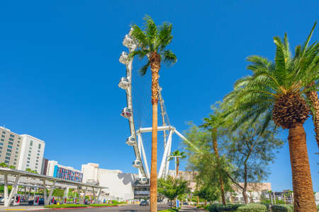 Las Vegas, Nevada, USA - October 1, 2021    The High Roller observation wheel, giant ferries wheel on the Las Vegas Strip.のeditorial素材