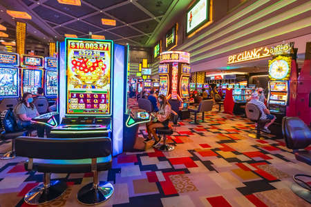 Las Vegas, Nevada, USA - October 1, 2021   Las Vegas Casino interior and peopleのeditorial素材