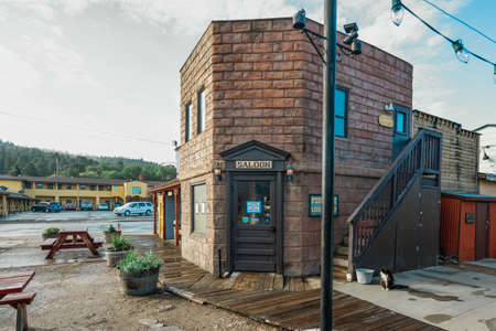 Williams, Arizona, USA - September 27, 2021 Wild West Junction set along Historic Route 66 is the night time place in Williams to have some good adult fun, a dining and entertainment complex, street viewのeditorial素材