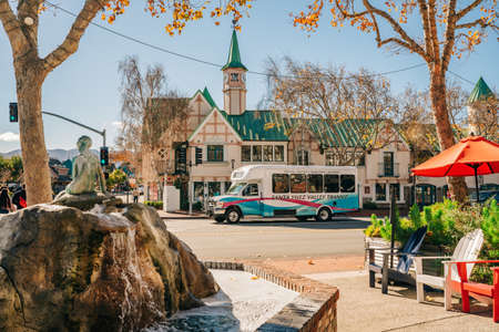 Solvang, California, USA - December 28, 2021  Denmarket Square in Solvang, city in Southern California's Santa Ynez Valley has known for its traditional Danish Style Architectureのeditorial素材
