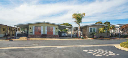 Oceano, California, USA - February 27, 2022.  Mobile home park, age-restricted (55+) community in Oceano, California, street viewのeditorial素材