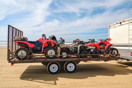 Oceano, California, USA - February 27,  2022.  Dune buggy off road tour. Oceano Dunes State Vehicular Recreation Area in Oceano, California.のeditorial素材
