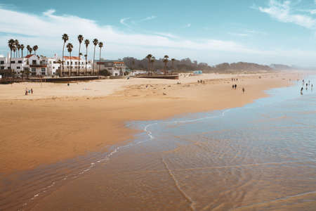 Wide sandy beach of Pismo Beach, a vintage coastal city in San Luis Obispo County,  California...