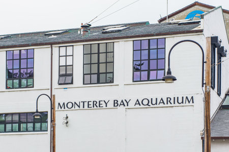 Monterey, California, USA - October 30, 2022. Monterey Bay Aquarium, located at the ocean's edge on historic Cannery Row.のeditorial素材