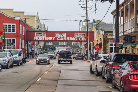 Monterey, California, USA - October 30, 2022. Monterey Canning Company on a historic Cannery Row, downtown of Monterey, Californiaのeditorial素材