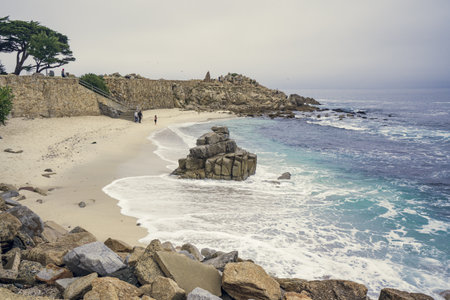 Monterey, California, USA - October 31, 2022. Lovers Point park and beach in Pacific grove. Landscaped community park is used for picnicking, fishing, swimmingのeditorial素材