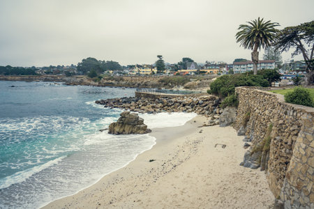 Monterey, California, USA - October 31, 2022. Lovers Point park and beach in Pacific grove. Landscaped community park is used for picnicking, fishing, swimmingのeditorial素材