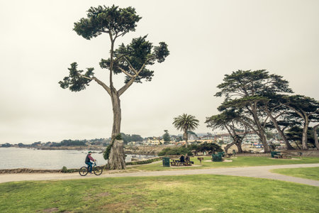 Monterey, California, USA - October 31, 2022. Lovers Point park and beach in Pacific grove. Landscaped community park is used for picnicking, fishing, swimmingのeditorial素材