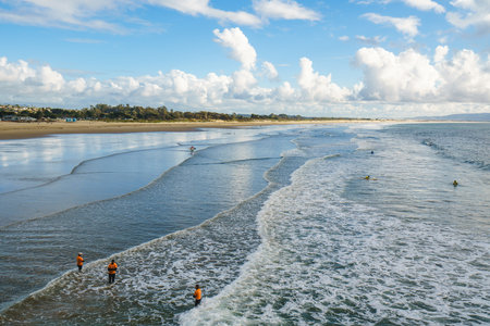 Pismo Beach, California - December 6, 2022.  Pismo beach during ISA World Para Surfing Championship.のeditorial素材