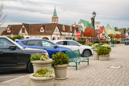 Solvang, California, USA - December 8, 2022  Solvang Main Street. Architecture, street view, traditional Danish Style, little Denmark in Californiaのeditorial素材