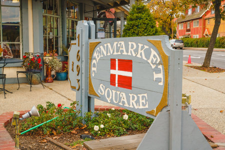 Solvang, California, USA - December 8, 2022   Denmarket Square in Solvang, city in Southern California's Santa Ynez Valley has known for its traditional Danish Style Architectureのeditorial素材