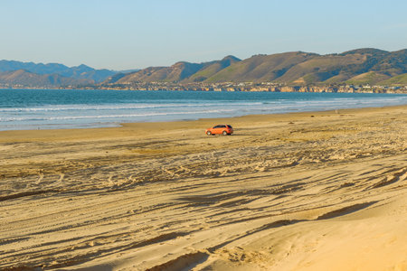Oceano, California, USA -December 14,  2022.  Cars on the beach. Oceano Dunes, California Central Coast, the only California State Park that allows  vehicles to drive on the beachのeditorial素材