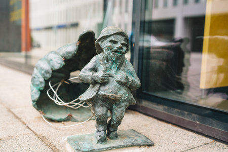 The Dwarfs of Wroclaw. Dwarfs sculptures lurking and hiding around every corner of the city. Wroclaw, Poland.のeditorial素材