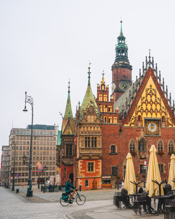 Wroclaw, Poland. Historical center of the old city. Historic landmarks, street view, architecture, city life. Wroclaw, Poland - August 23, 2022のeditorial素材