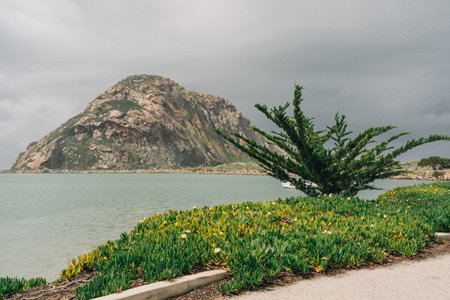 Morro Rock, a volcanic plug in Morro bay, on the Pacific Coast at the entrance to Morro Bay harbor, california Central coastの写真素材