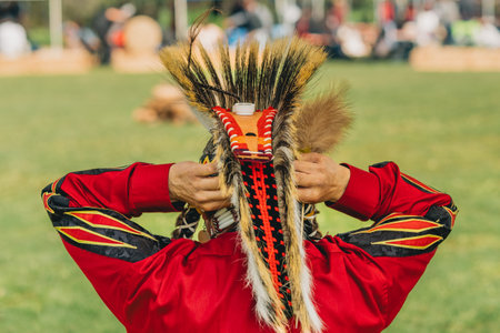 Malibu, California, USA - April 2, 2023. Chumash Day Pow Wow and Inter-tribal Gathering. The Malibu Bluffs Park is celebrating 23 years of hosting the Annual Chumash Day Powwow.のeditorial素材