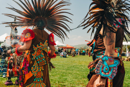 Malibu, California, USA - April 2, 2023. Chumash Day Pow Wow and Inter-tribal Gathering. The Malibu Bluffs Park is celebrating 23 years of hosting the Annual Chumash Day Powwow.のeditorial素材