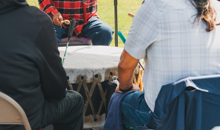 Malibu, California, USA - April 2, 2023. Chumash Day Pow Wow and Inter-tribal Gathering. The Malibu Bluffs Park is celebrating 23 years of hosting the Annual Chumash Day Powwow.のeditorial素材