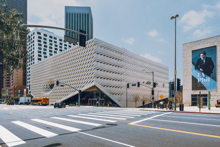 Los Angeles, California, USA - April 25, 2023. The Broad, a contemporary art museum on Grand Avenue in Downtown City of Los Angeles, street viewのeditorial素材