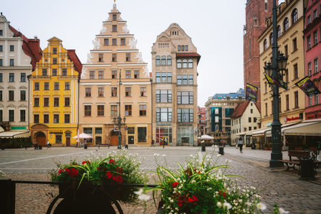 Wroclaw, Poland. Historical center of the old city. Historic landmarks, street view, architecture, city life. Wroclaw, Poland - August 23, 2022のeditorial素材