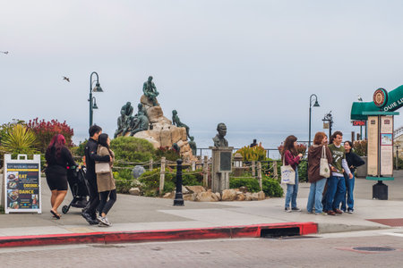Monterey, California, USA - October 30, 2022. Stainbeck Plaza, historic Cannery Row, Monterey California's premiere destination for great hotels, shopping, diningのeditorial素材