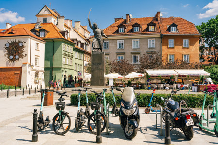 Warsaw, Poland - July 16, 2023. A huge monument honouring Jan KiliÅski, a Warsaw cobbler who became the  hero of the 1794 KoÅciuszko Uprising.のeditorial素材