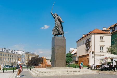 Warsaw, Poland - July 16, 2023. A huge monument honouring Jan KiliÅski, a Warsaw cobbler who became the  hero of the 1794 KoÅciuszko Uprising.のeditorial素材