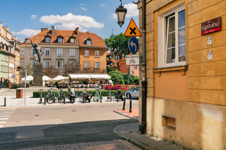 Warsaw, Poland - July 16, 2023. A huge monument honouring Jan KiliÅski, a Warsaw cobbler who became the  hero of the 1794 KoÅciuszko Uprising, view from Kapitulna Streetのeditorial素材