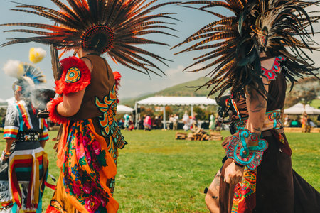 Malibu, California, USA - April 2, 2023. Chumash Day Pow Wow and Inter-tribal Gathering. The Malibu Bluffs Park is celebrating 23 years of hosting the Annual Chumash Day Powwow.のeditorial素材