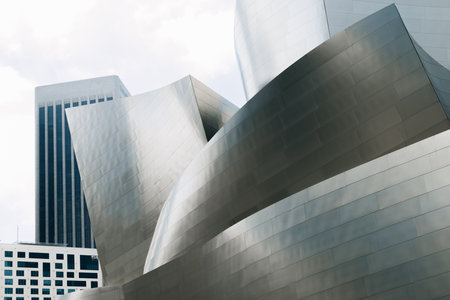 Los Angeles, California, USA - April 25, 2023.  Walt Disney Concert Hall in downtown Los Angeles, California, United States. Architectural details.のeditorial素材
