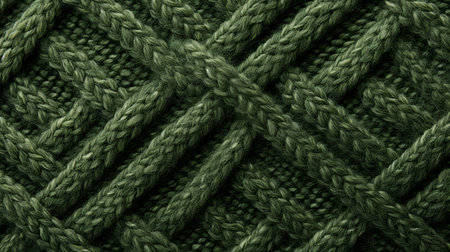 Knitted wool fabric in green color, full frame background, texture. AI-generated imageの素材