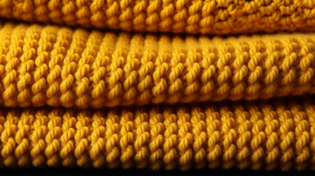 Knitted wool fabric in mustard color, full frame background, texture. AI-generated imageの素材