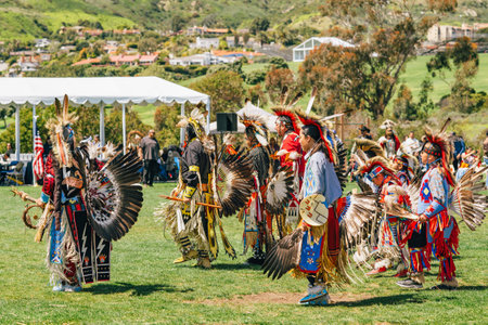 Malibu, California. April 6, 2024.  Chumash Day Pow Wow and Inter-tribal Gathering. The Malibu Bluffs Park is celebrating 24 years of hosting the Annual Chumash Day Powwow.のeditorial素材