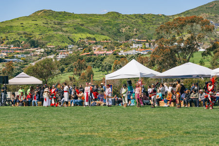 Malibu, California. April 6, 2024.  Chumash Day Pow Wow and Inter-tribal Gathering. The Malibu Bluffs Park is celebrating 24 years of hosting the Annual Chumash Day Powwow.のeditorial素材