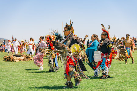 Malibu, California. April 6, 2024.  Chumash Day Pow Wow and Inter-tribal Gathering. The Malibu Bluffs Park is celebrating 24 years of hosting the Annual Chumash Day Powwow.のeditorial素材