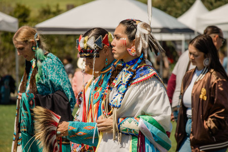 Malibu, California. April 6, 2024.  Chumash Day Pow Wow and Inter-tribal Gathering. The Malibu Bluffs Park is celebrating 24 years of hosting the Annual Chumash Day Powwow.のeditorial素材