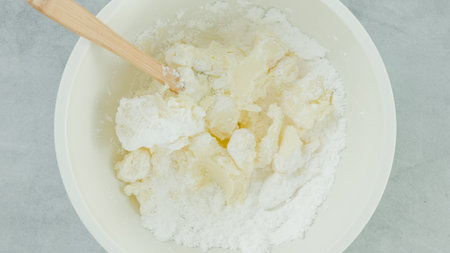 Cream cheese whipped cream recipe. Mixing cream cheese, sugar powder, and whipping cream together in...