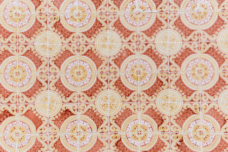 Vintage decorative tiles with elaborate circular and swirling patterns.の写真素材