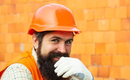 Happy worker. Good job. Career in the construction business. Developer. New apartments. The...