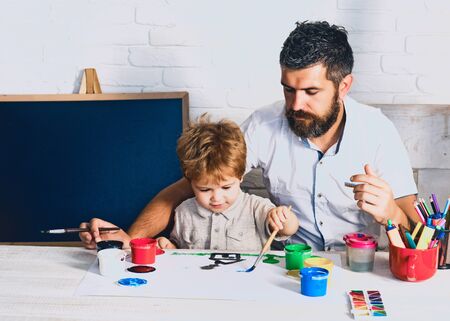 Back to school. Teacher and student in the class work and study. Welcome back to school. Pupil.の写真素材