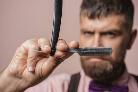 Barbershop tools. Sharp razor. Style for men.