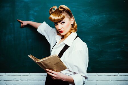 Strict teacher. Online education. Distant school lessons.の写真素材
