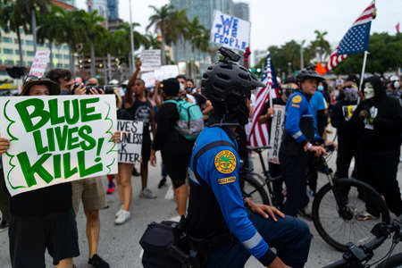Miami, FL, USA - JUNE 7, 2020: Protesters took to the streets in cities across the U.S. after a...