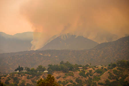 Fires in the United States on September 11, 2020. Fire and smoke in the mountains in northern Los...